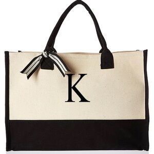 Elegant Black and Cream Tote Bag
